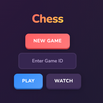 Chess – startsida med Spela och Titta